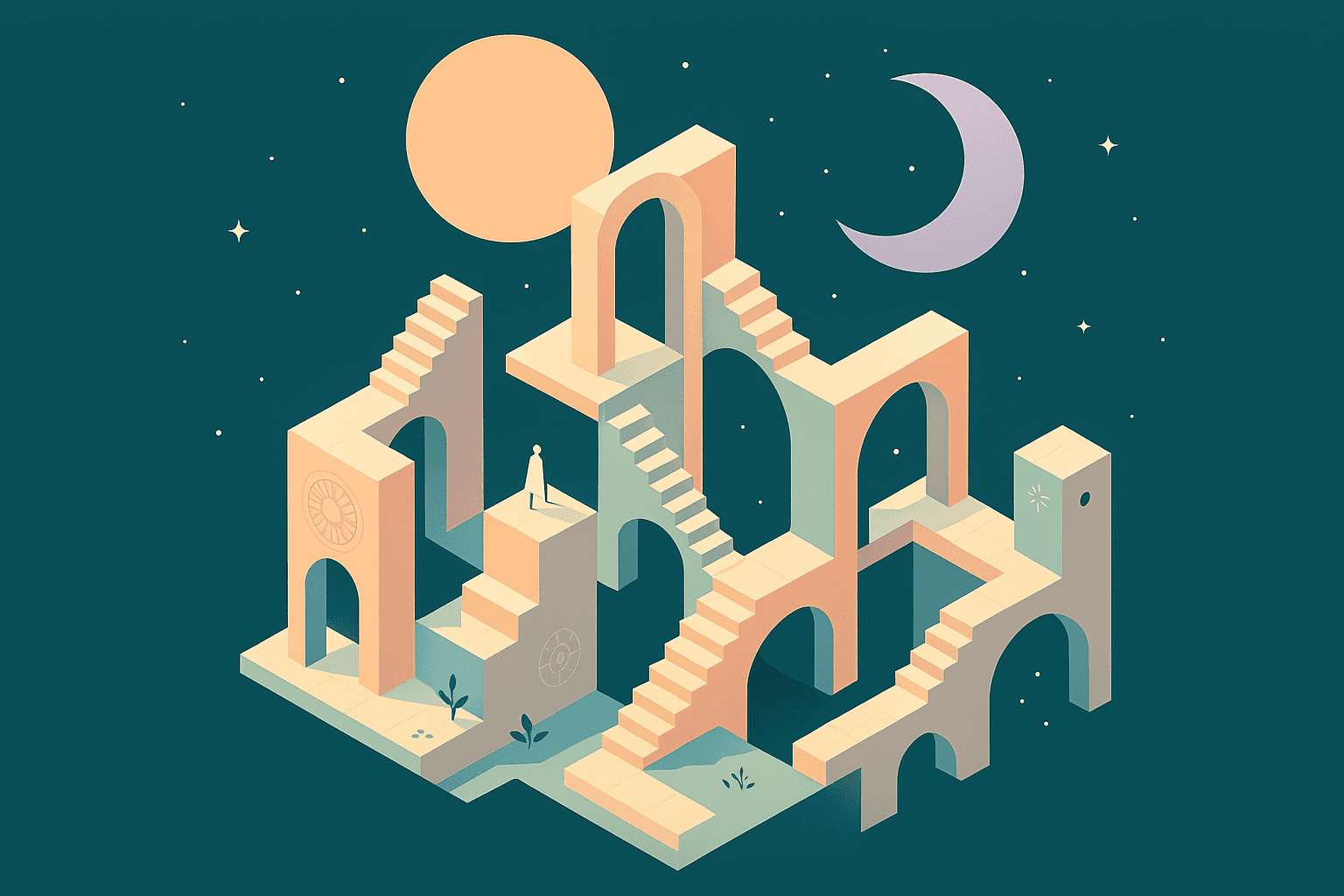 Stars scatter across the cosmic canvas.